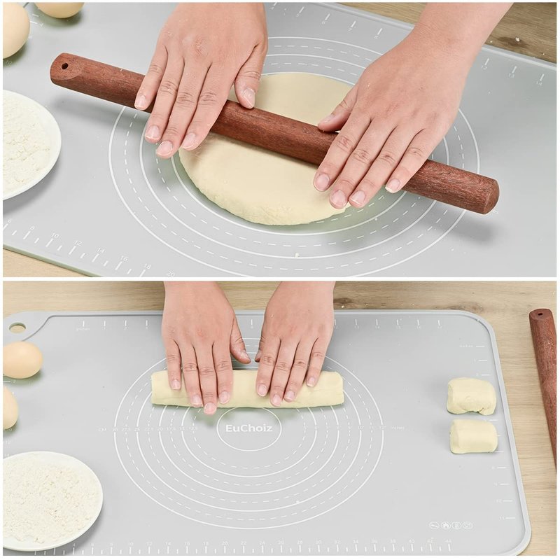 EuChoiz Silicone Pastry Mat 32"*24" Extra Thick Non Stick Baking Mat Food Grade Silicone Dough Rolling Mat with Edge Heightening Large