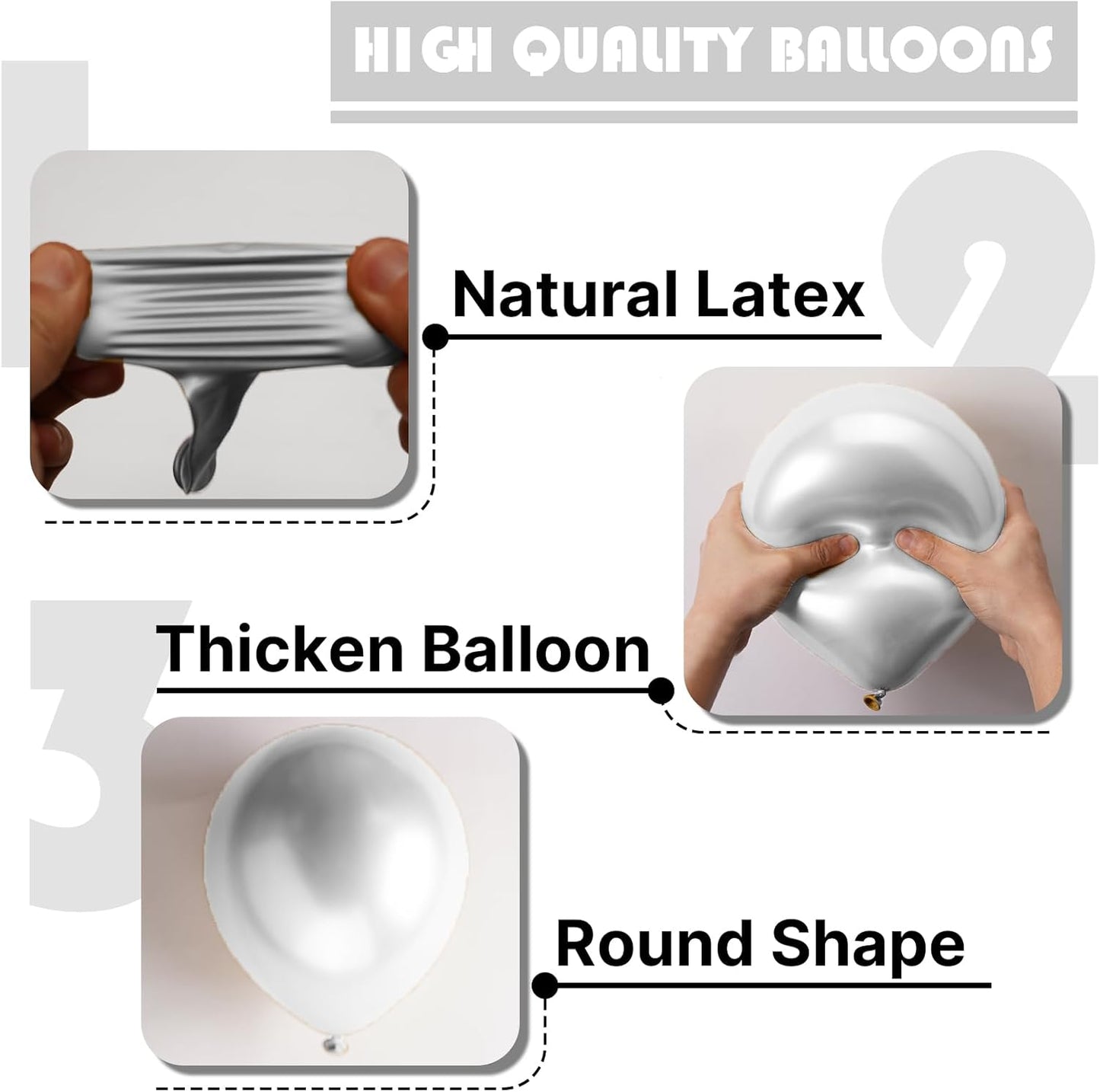PartyWoo Silver Balloons - 100-Piece Arch Kit with Various Sizes for Birthday & Wedding Decor