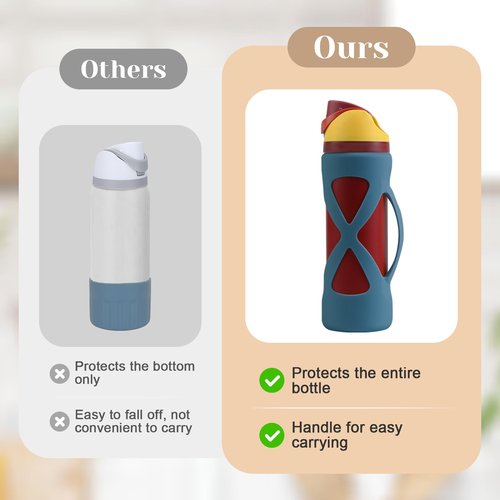 Wrap Protector Boot for Owala Water Bottle, Silicone Bottle Sleeve with Handle,Water Bottle Boot for Owala Accessories, Silicone Boot for Owala 24 Oz, Bottle Cover for Gym, Sport, Bike