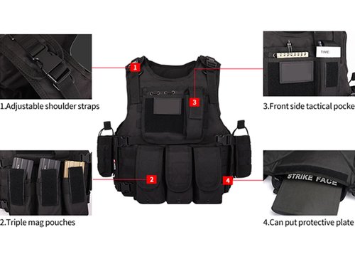 CrogaGear Tactical Vest Airsoft Vest Adjustable Outdoors for Man Vest (CP)