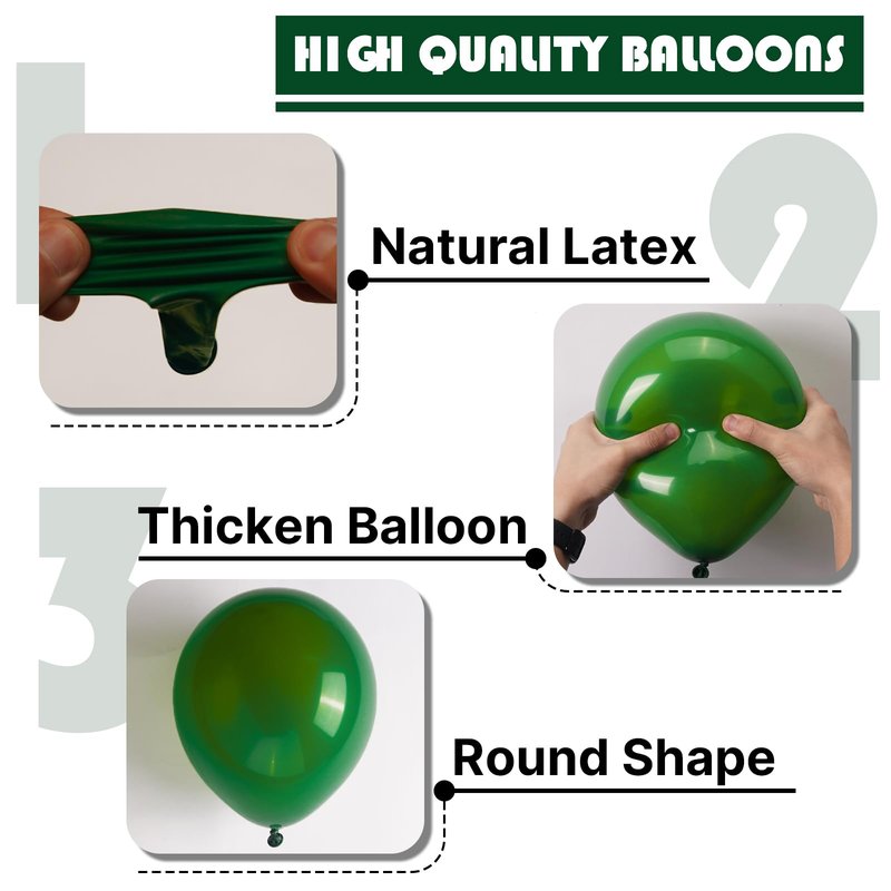 PartyWoo Dark Green Balloons 155pcs Different Sizes of 18 12 10 5 Inch Emerald Hunter Forest Green Balloon Arch Kit for Birthday Christmas Graduation Dinosaur Jungle Theme Party Decorations Green-Y56