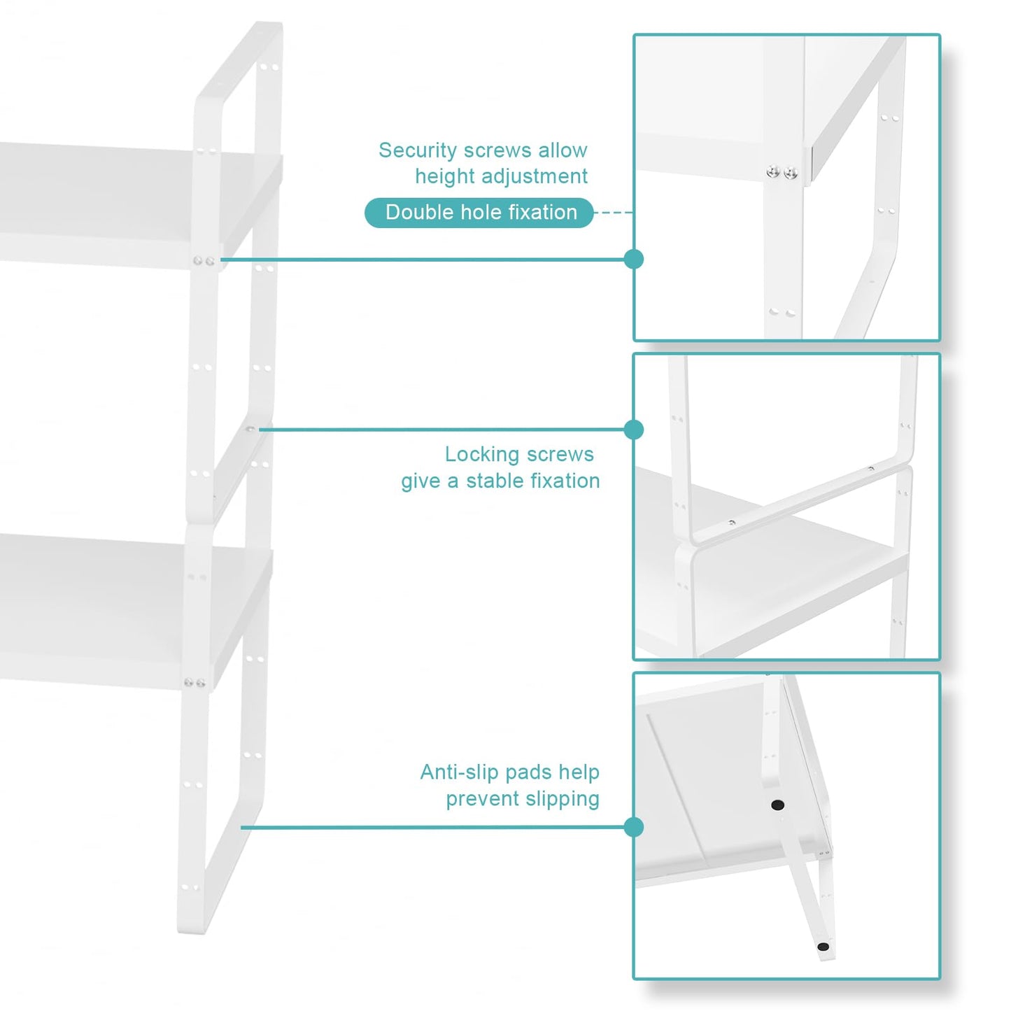 WEJIPP Cabinet Organizer Shelf,Expandable Cabinet Space Rack,Stackable Shelves Adjustable Storage Shelf,Riser for Kitchen Pantry Office,10.24" D,White