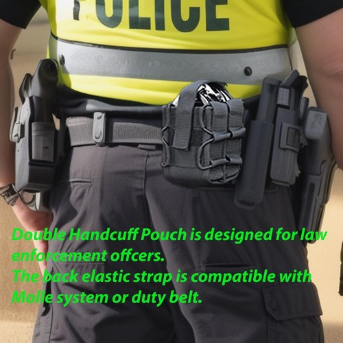 Double Handcuff Pouch ASP Handcuff Case for Vest Molle Handcuff Holster for Duty Belt Handcuff Holder Fit Asp Handcuff/Hinged Handcuff/Chain Handcuff/Folding Rigid Handcuff