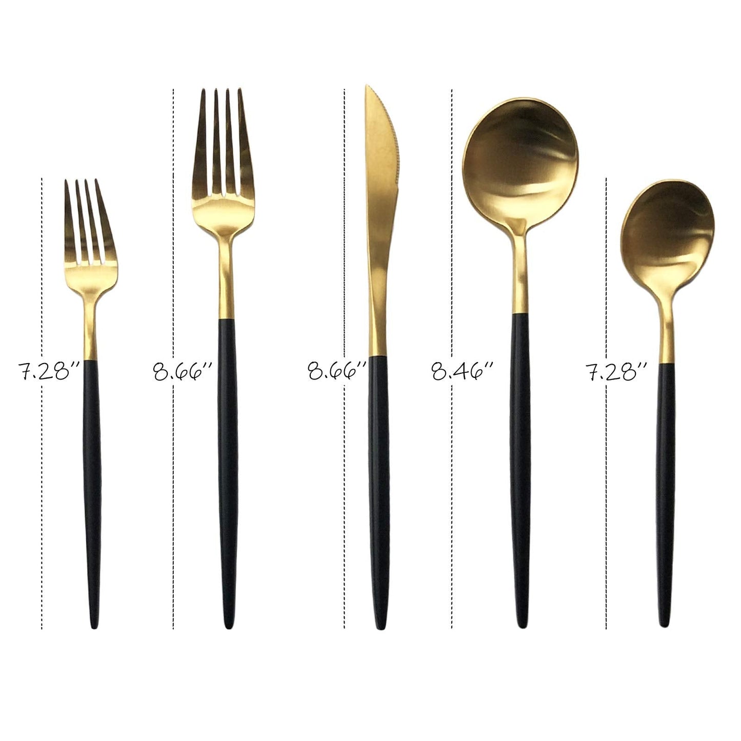 Uniturcky Matte Silverware Set, 10-Piece 18/10 Stainless Steel Satin Finish Flatware Set Service for 2, Kitchen Utensil Set, Tableware Cutlery Set for Home Restaurant (Black Handle Silver, 10-Piece)