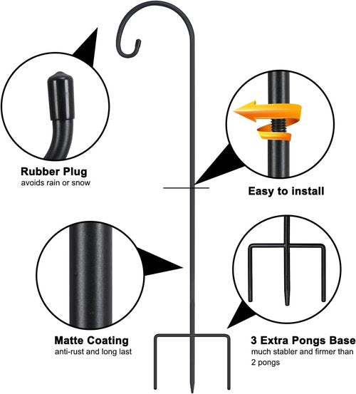 Feed Garden Adjustable 32-Inch Small Shepherd's Hooks - Perfect for Lanterns, Bird Feeders & Wedding Decor | 2 Pack