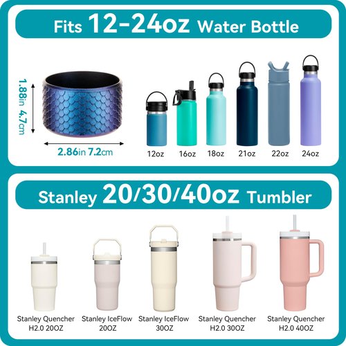 Soledea Silicone Boot Sleeve for Stanley Tumblers 20-40oz & Hydro Flask 12-24oz, Protective Silicone Cover for Bottles/Tumblers with 2.8-2.95in Bottom