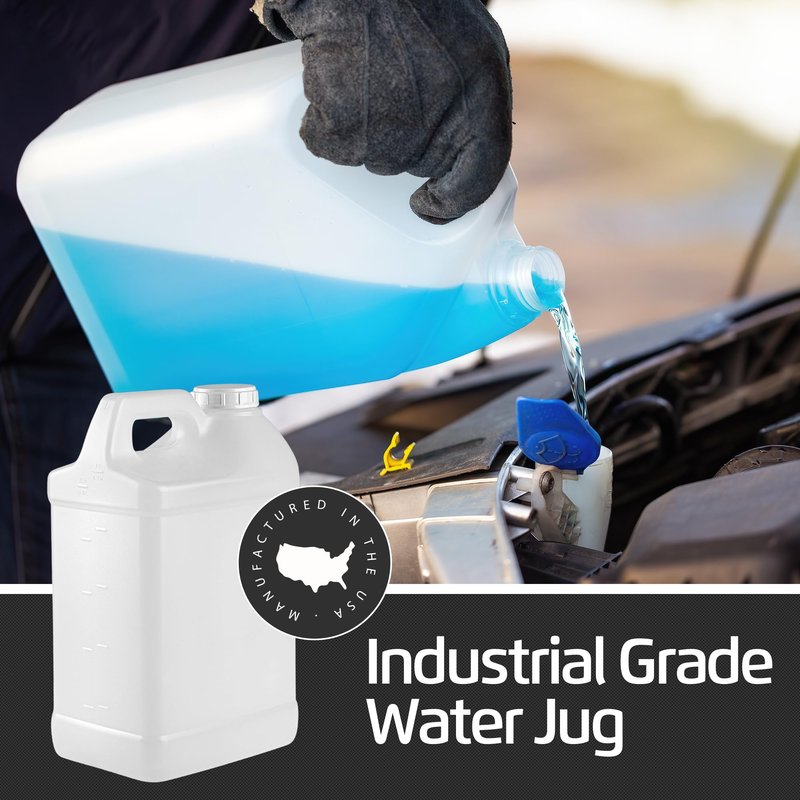 kitchentoolz 2.5 Gallon Water Jug – Water Container Heavy-Duty HDPE Carboy for Automotive Used Oil Container & Liquid Storage – 10 Liter Water Jugs with Secure Lid – Made in USA
