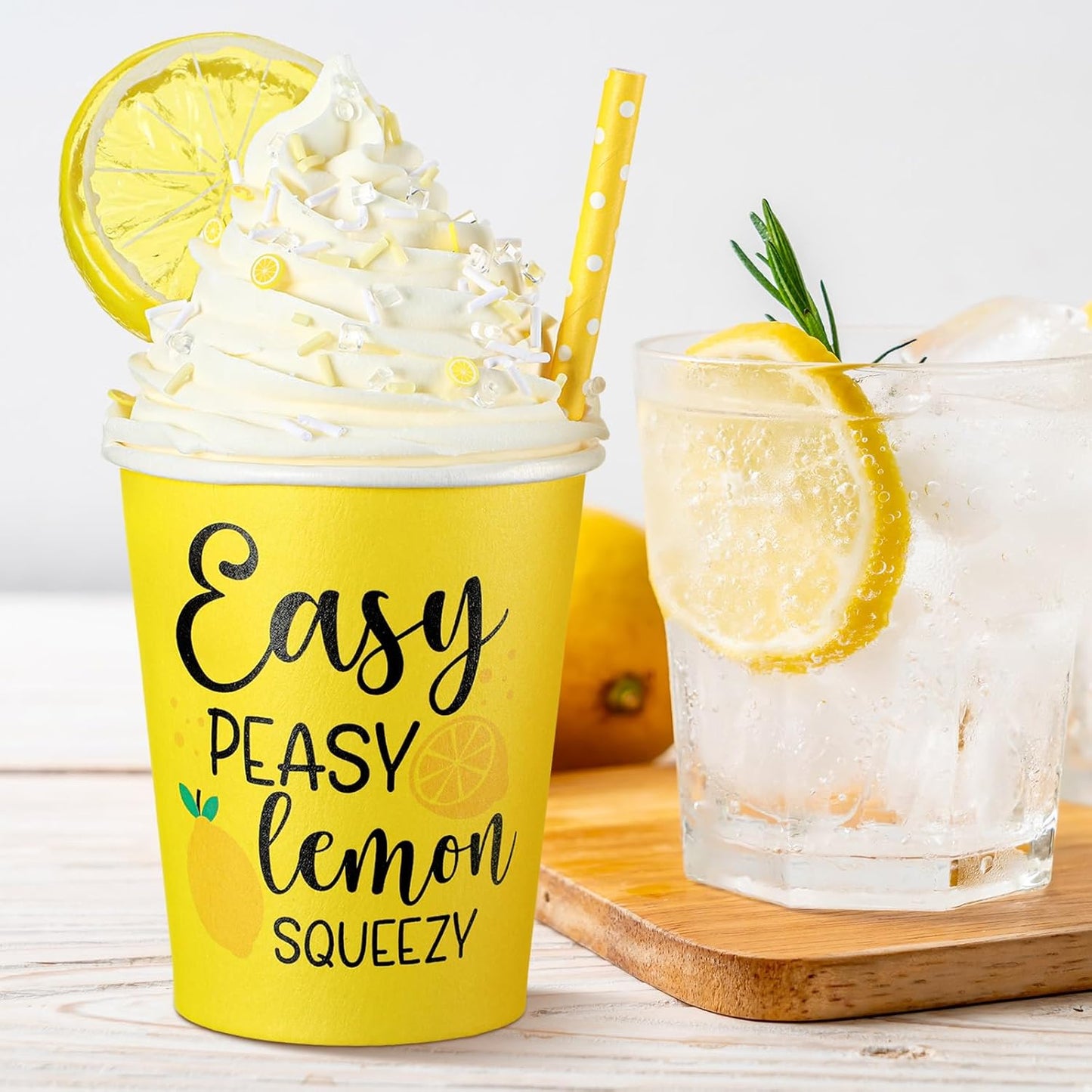 Yungyan Lemon Tiered Tray Decor - Faux Whipped Cream Cups for Summer Parties | 2 Pcs Set
