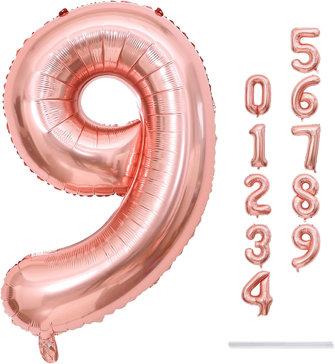 Regine Switzerland 40-Inch Rose Gold Number Balloons - Self-Inflating Foil 9 for Birthdays & Anniversaries