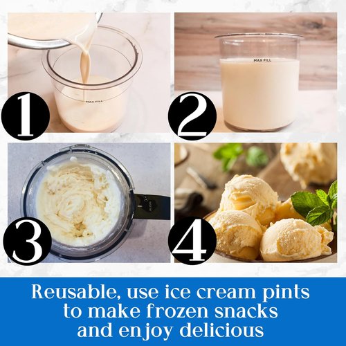 Creami Pints and Lids for Ninja - 4-Pack Ice Cream Containers | Smoothie Pot Compatible with NC299AMZ & NC300s