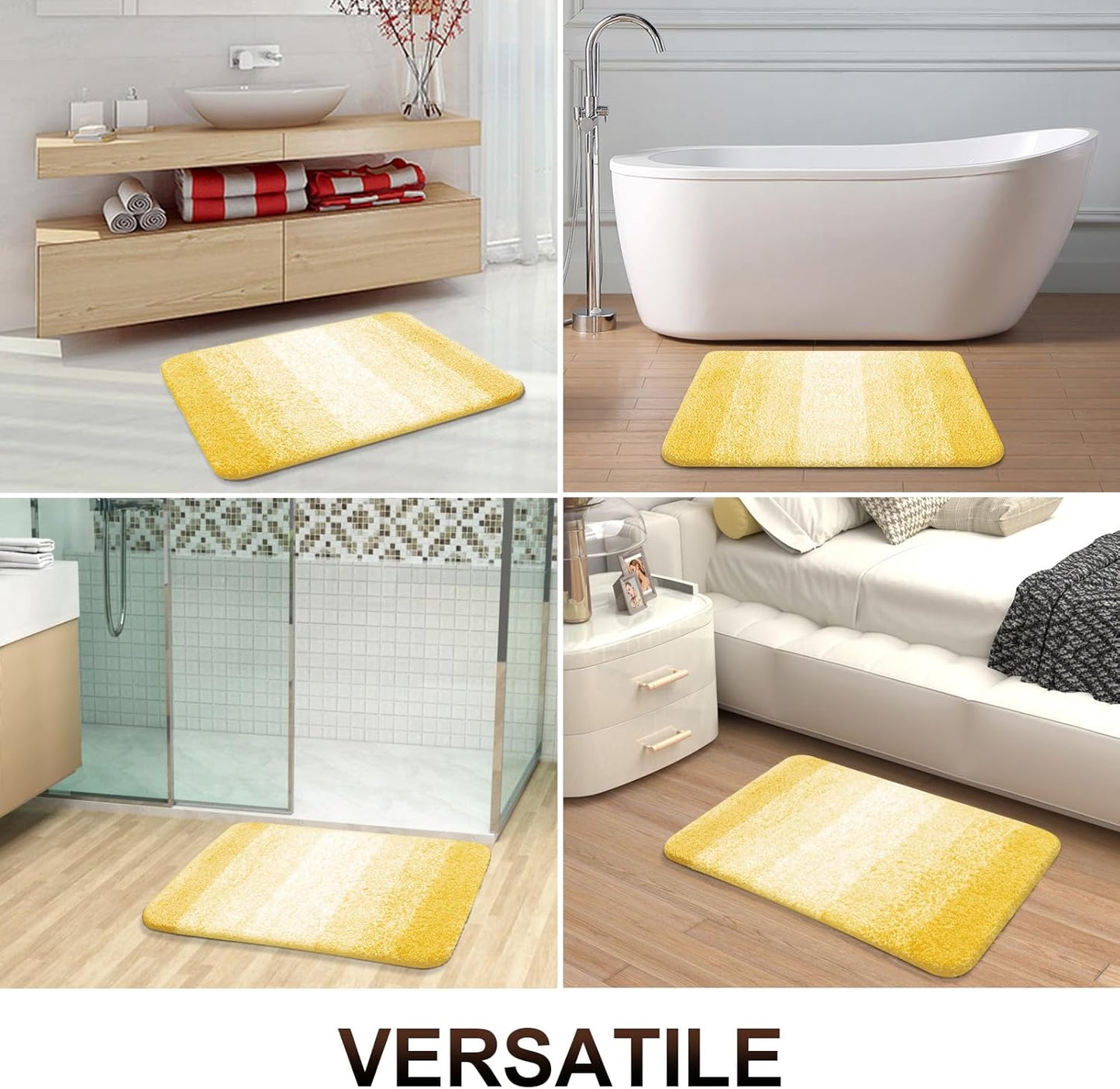 OLANLY Bathroom Runner Rugs - Extra Soft Microfiber Mat, Quick Dry & Washable, 47x17 Inches, Yellow
