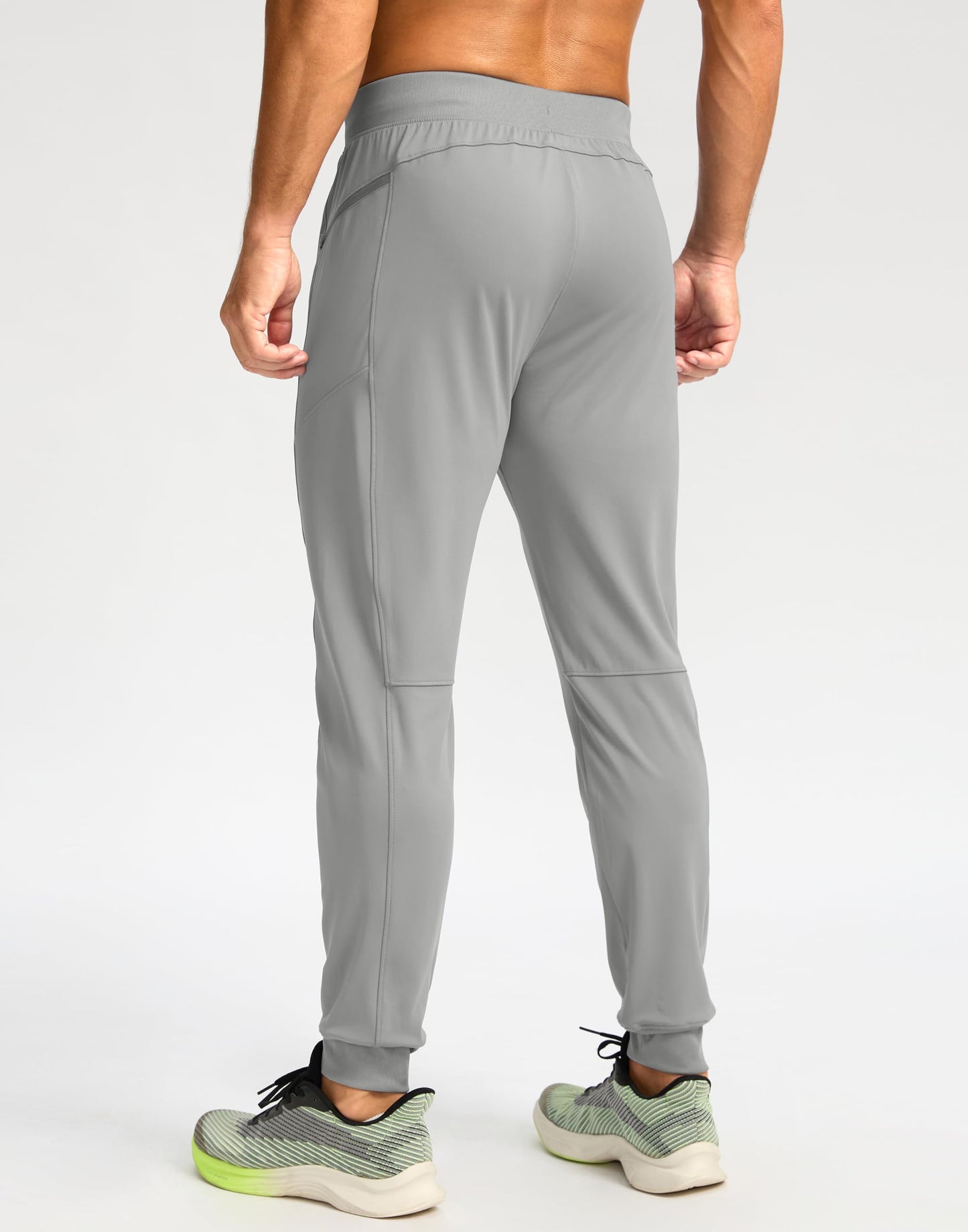G Gradual Men's Joggers with Zipper Pockets Stretch Tapered Sweatpants Athletic Pants for Men Workout Running Gym(Light Grey, L)