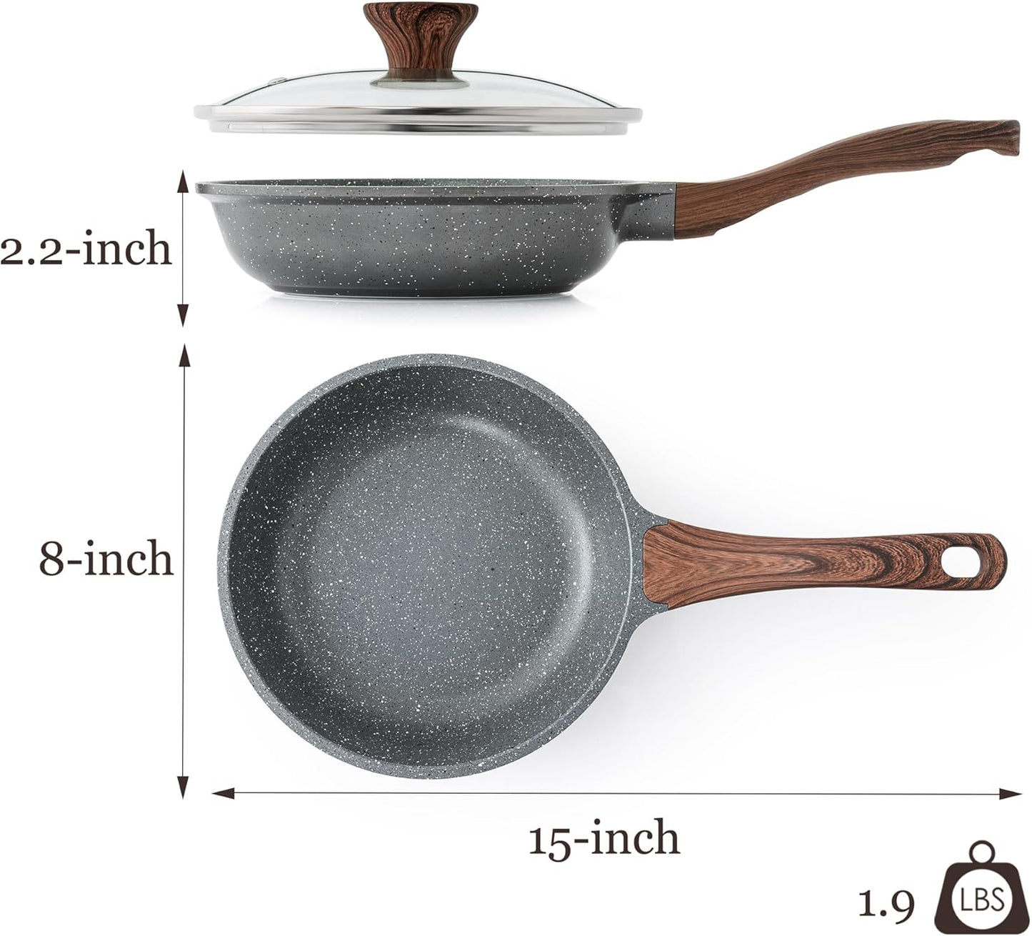 SENSARTE Nonstick Frying Pan - Healthy 8-Inch Omelet Skillet with Glass Lid | PFOA Free Cooking Pan