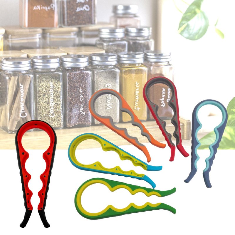 Jar Bottle Opener for Weak Hands, 4 in 1 Multi-Function Non-Slip Can Lid Opener Tool, Suitable for Seniors with Arthritis, Low Strength and Children
