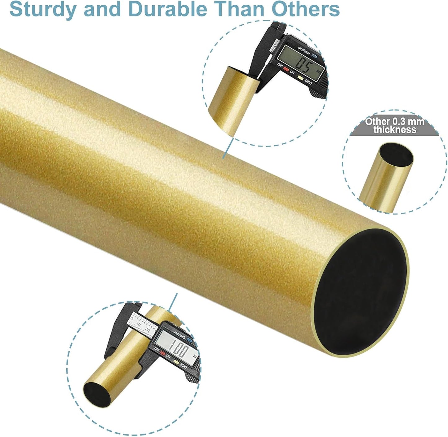Byondeth Adjustable Curtain Rods - 16 to 60 Inches | 1-Inch Diameter with Flash Gold Aluminium Finials