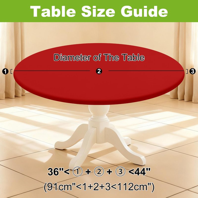 Smiry Round Spandex Tablecloth, Elastic Fitted Washable Tablecloths for 36"-44" Tables, Waterpoof Stretch Picnic Table Cover for Dining, Indoor and Outdoor, Red