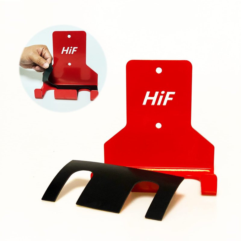 Olympic Barbell Hanger,Garage Gym Bar Wall Rack,Vertical Barbell Mount Rack,Space Saving Commercial or Home Gym Accessory,Holds Under 33mm Bar Size (Red 2 Hooks)