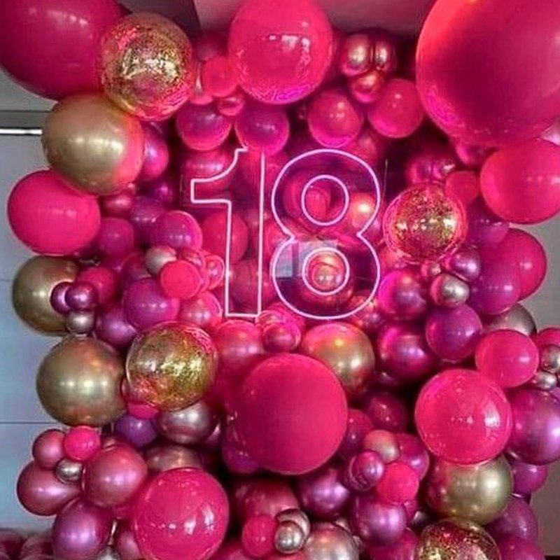 PartyWoo Pearl Hot Pink Balloons 140pcs Different Sizes of 18 12 10 5 Inch Magenta Fuchsia Dark Pink Balloon Arch Kit Garland for Bridal Baby Shower Princess Birthday 1950s Party Decorations Pink-Z38