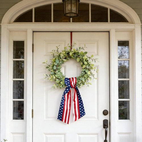 Dream Loom Patriotic Wreath Sash - 2pcs Red, White & Blue Stripe Satin Accessories for 4th of July Decor
