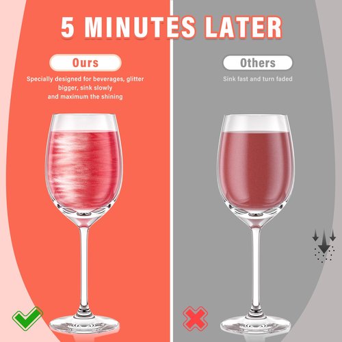 Cherrysea Edible Glitter for Drinks Cocktails Food Grade Edible Drink Shimmer Powder for DIY Champagne Beverages Wine 2 Colors Vegan Edible Luster Dust Set 4g/Bottle Gluten Free - Green+Red