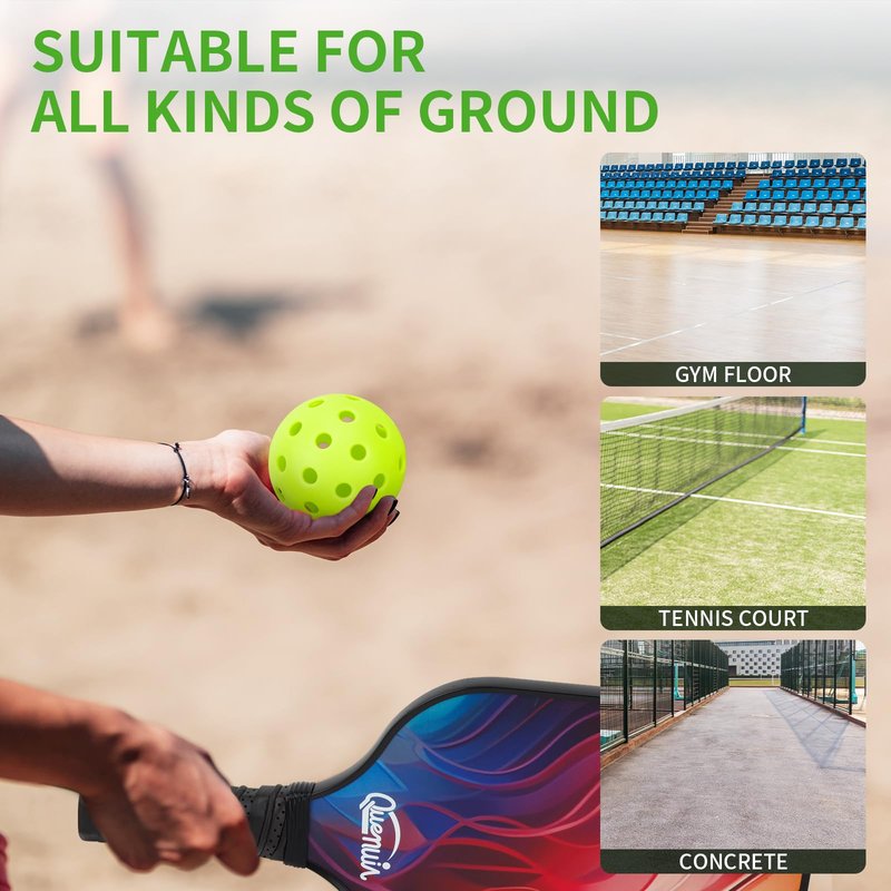 QUEMUIA Outdoor Pickleball Balls,40 Holes Outdoor Pickleballs USAPA Approved,4-Pack High Bounce Pickle Balls, Pickleball Gifts for Men or Women Pickleball Enthusiasts