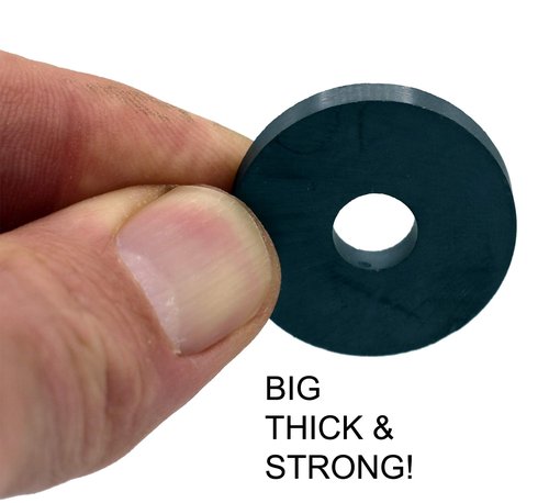 Creative Hobbies 29 Piece Strong 1.25 Inch Donut Round Ceramic Ferrite Ring Magnets, with 3/8" Center Hole x 3/16" Thickness - Ideal for Use on Refrigerator, Whiteboard, Arts Science Project, Crafts