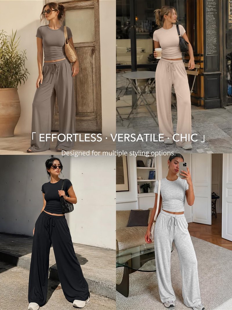 Trendy Queen Womens Petite 2 Two Piece Set 2026 Summer Workout Beach Vacation Cruise Gym Clothes Fall Fashion Lounge Matching School Comfy Airport Travel Outfit Athleisure Clothing