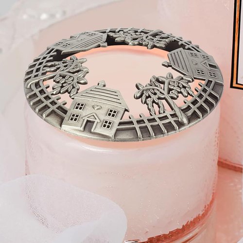 GORGECRAFT Candle Toppers - Antique Flower Pattern Scented Candle Covers | Silver Jar Lids for Even Melting