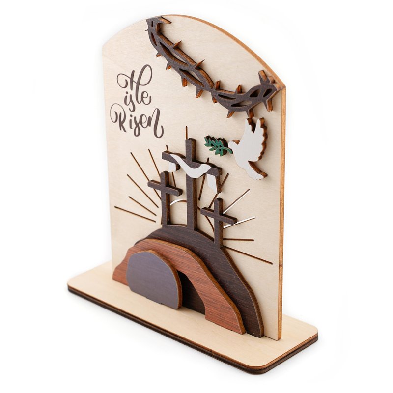 DuduCraft He is Risen Easter Resurrection Decor - Easter Decorations for Home - Empty Tomb Religious Resurrection Set Decoration for Table, Desk, Home