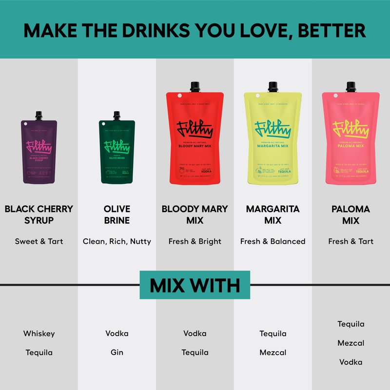 Filthy Margarita Mix, Premium Cocktail Mixer, All-Natural, Non-GMO, Vegan & Gluten-Free, Made with 100% Fresh Florida Lime Juice and Organic Agave Nectar from Jalisco Mexico, 32 Oz Pouch
