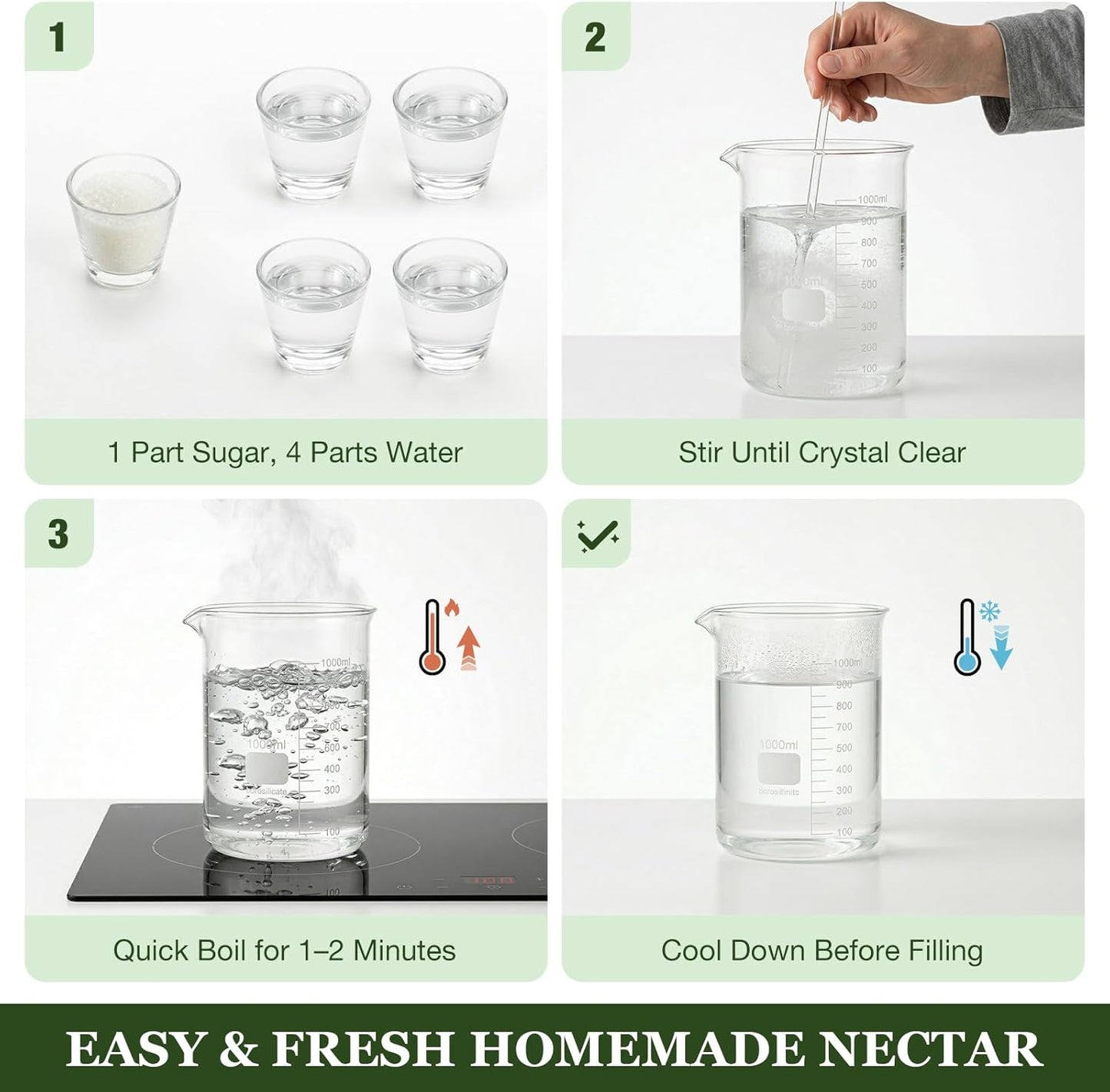 Kingsyard Hummingbird Feeder - 24 Ounce Glass Nectar Feeder with 6 Ports & Ant Moat | Red Garden Décor