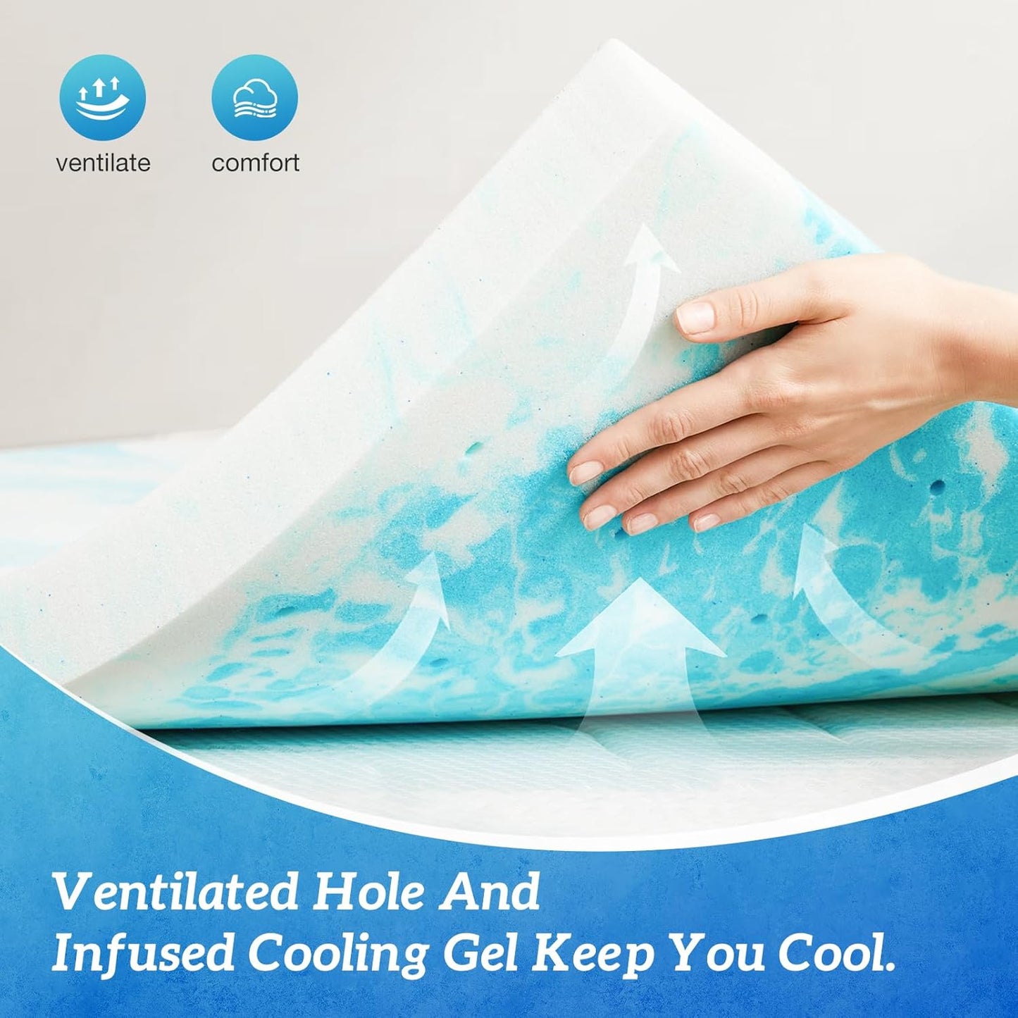 Sweetcrispy Memory Foam Mattress Topper - 3 Inch Gel-Infused Cooling Pad for Twin XL Beds | CertiPUR-US Certified