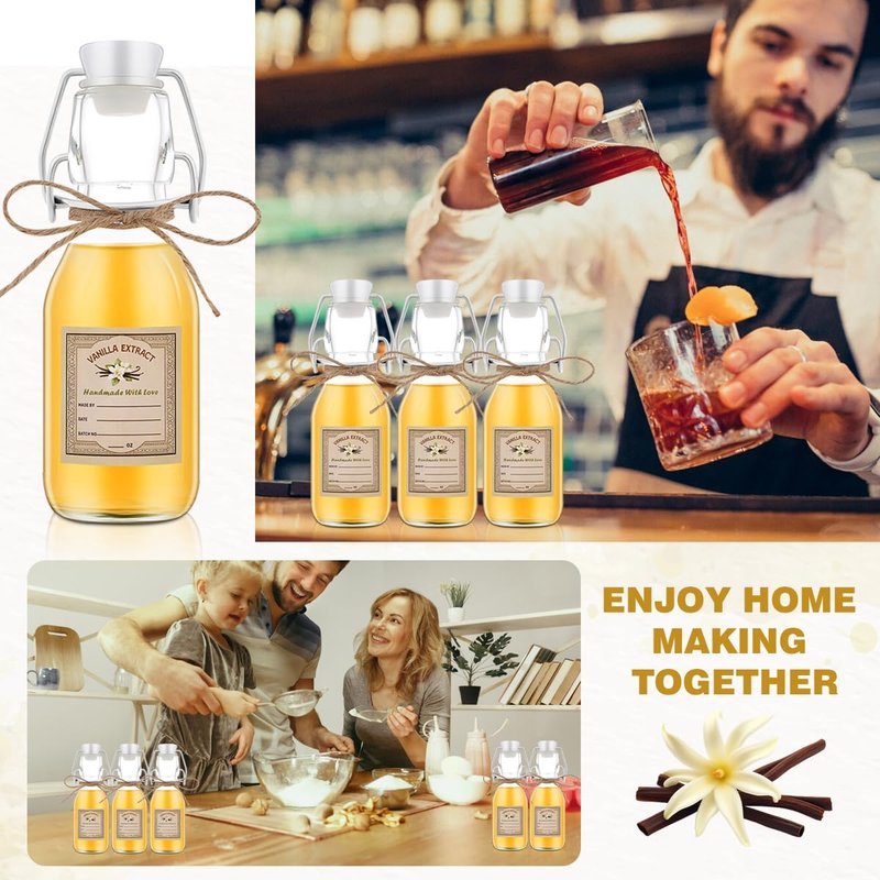 zjdbset 20Pcs 4 oz Swing Top Glass Bottles for Vanilla Extract Homemade,Flip Top Glass Bottles for Food Storage Canister for Hot Sauce Beans