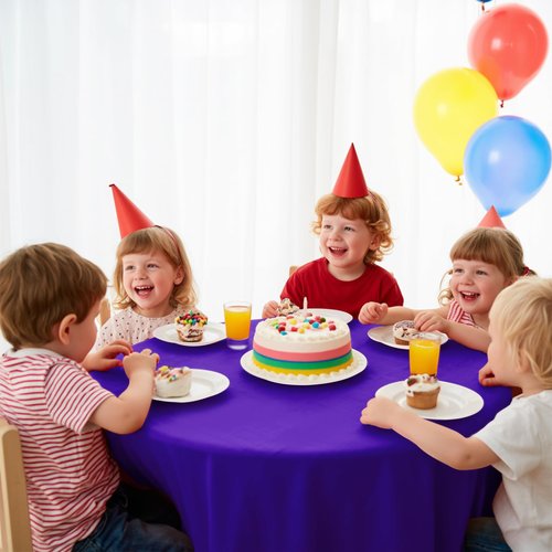 JHDZDHY 10 Pack Premium Disposable Plastic Tablecloth 84" Round Table Cover for Birthdays Weddings Christmas Anniversary Buffet Table (Purple)