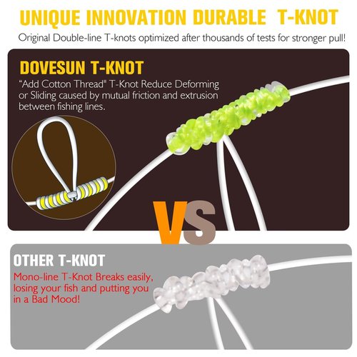 Dovesun High Low Rigs Fishing Saltwater 60lb Pre-Tied Hi/Lo Strong Unique T Knot Bottom Surf Fishing Rigs with 3/0 Hook 10PCS