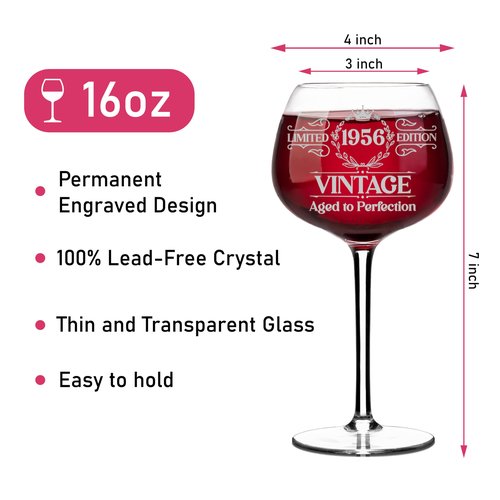 Engraved 70th Wine Glass 16 Oz, 70th Birthday Gifts For Women, 70 Birthday Decorations, Funny 70 Bday Gifts Idea For Her, Ladies, Sister, Mom, Grandma - Turning Seventy Present