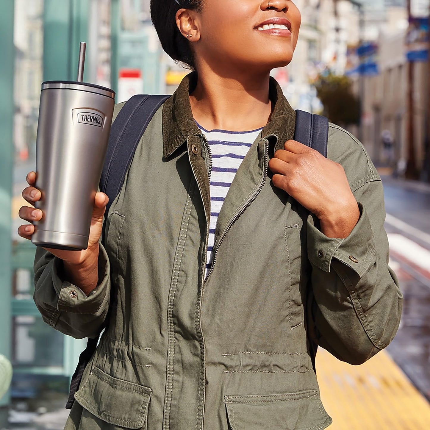 THERMOS Icon Series Stainless Steel Cold Tumbler - 24 Ounce, Vacuum Insulated with Lid & Straw