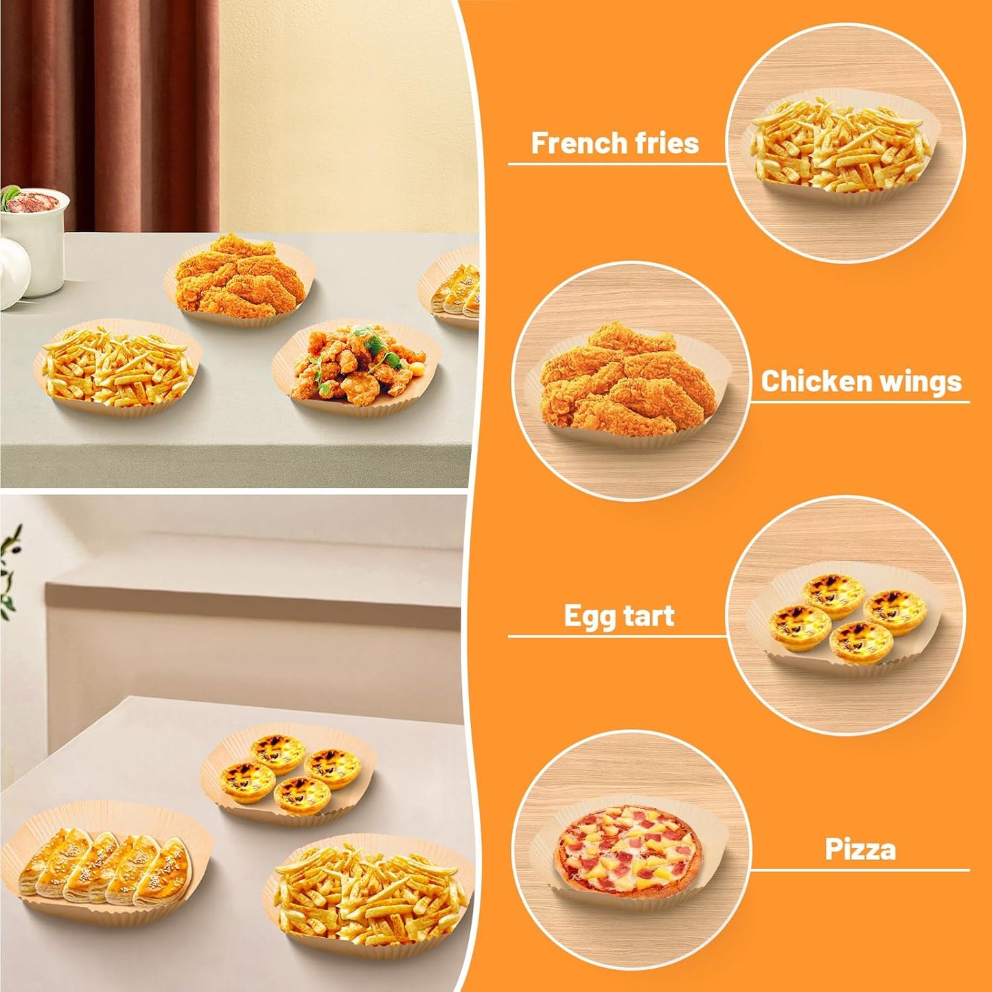 Air Fryer Liners | 200PCS Non-Stick Parchment Paper, 9-Inch Round for 5-8QT Air Fryers