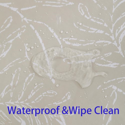Heavy Duty Vinyl Tablecloth with Flannel Backing Waterproof Oil-Proof Plastic Table Cloth Stain-Resistant Wipeable Rectangle or Square Table Cover for Indoor and Outdoor (Beige Leaf,60x102 Inch)