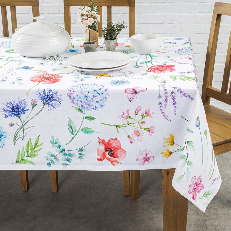 Maison d' Hermine Table Cloth Rectangle Table 100% Cotton 60 x 120 Inches Tablecloth Reusable Decorative for Dining Kitchen Room Farmhouse Home Gifts for Mothers Day Spring Summer - Just Floral