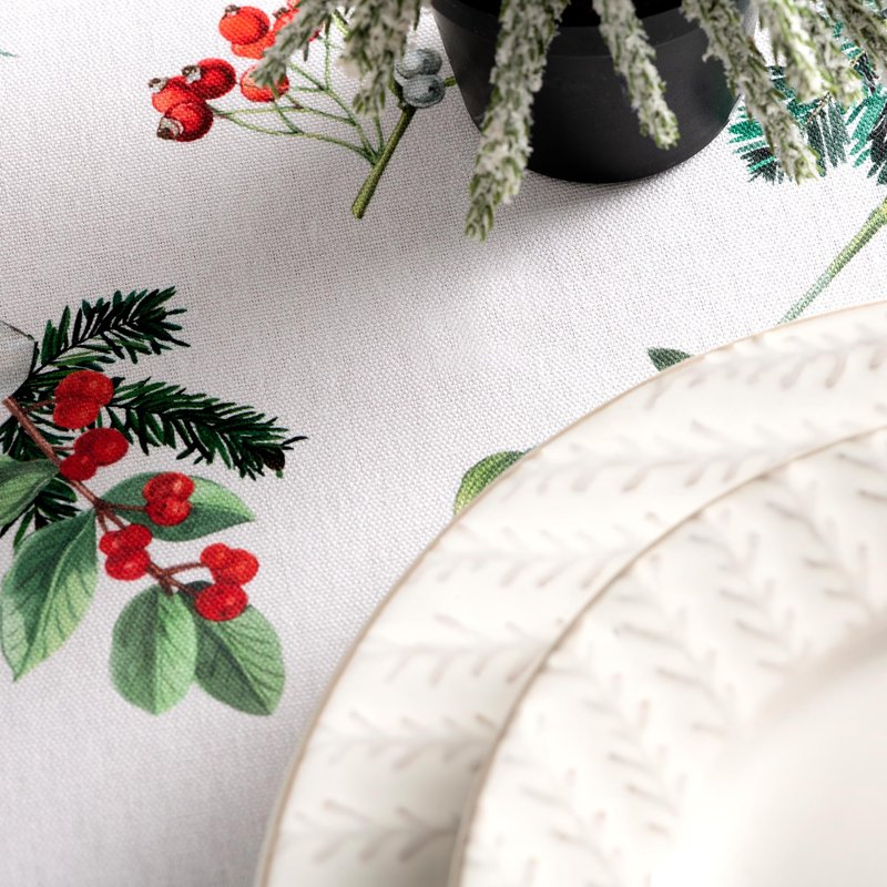 Maison d' Hermine Table Cloth Rectangle Table 100% Cotton 60 x 90 Inches Fall Tablecloth Reusable Everyday Use for Thanksgiving Christmas Decorations Dining Farmhouse Party (Noel)