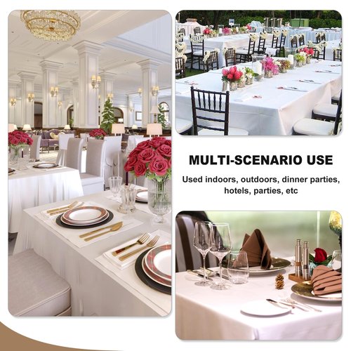 Fitable White Rectangle Tablecloths for 6 Foot Tables, 6 Pack - 70 x 108 Inches - Stain Resistant and Washable Table Clothes, Polyester Fabric Table Covers for Wedding, Party, Banquet, Buffect