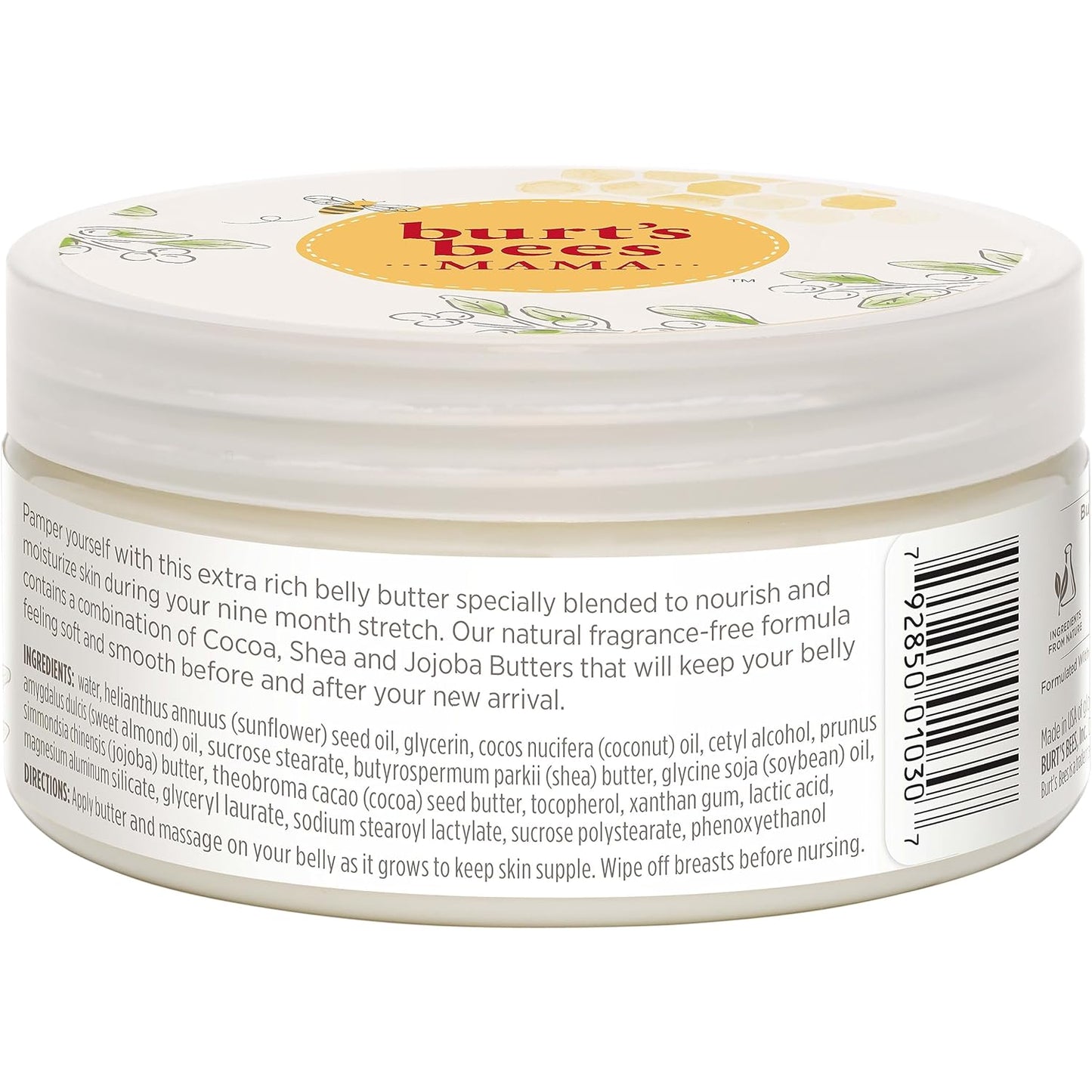 Burt's Bees Mama Belly Butter - Stretch Mark Cream for Pregnancy & Postpartum Care | 6.5 Oz Tub