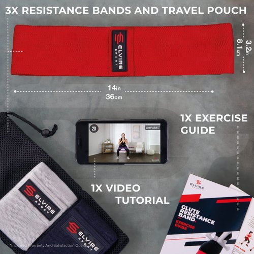 Elvire Fabric Resistance Bands for Working Out, Exercise Set of 3, Booty Band for Women, Workout Loops for Legs, Glutes, Squats