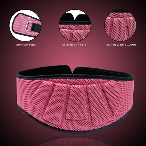 Impulse Max Sport Adjustable Weight Lifting Belt | Enhance Stability & Support for Powerlifting, Bodybuilding, and Fitness Workouts (Pink, Medium)