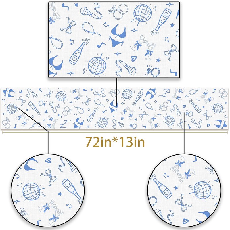 Pudodo Mamma Mia Table Runner Italian Themed Bachelorette Party Last Disco Wedding Bridal Shower Kitchen Dining Room Home Decoration (13" x 72")