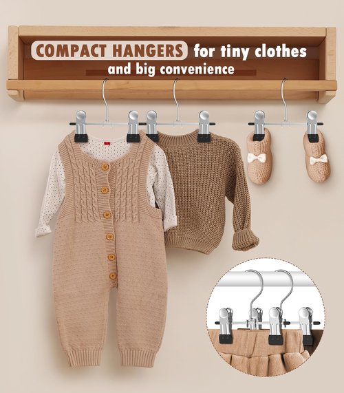DOIOWN 10 Pack Baby Pants Hangers with Clips, Toddler Non-Slip Space Saving Hangers for Pants, Skirts, Clothes - Baby Essentials Closet Organizer