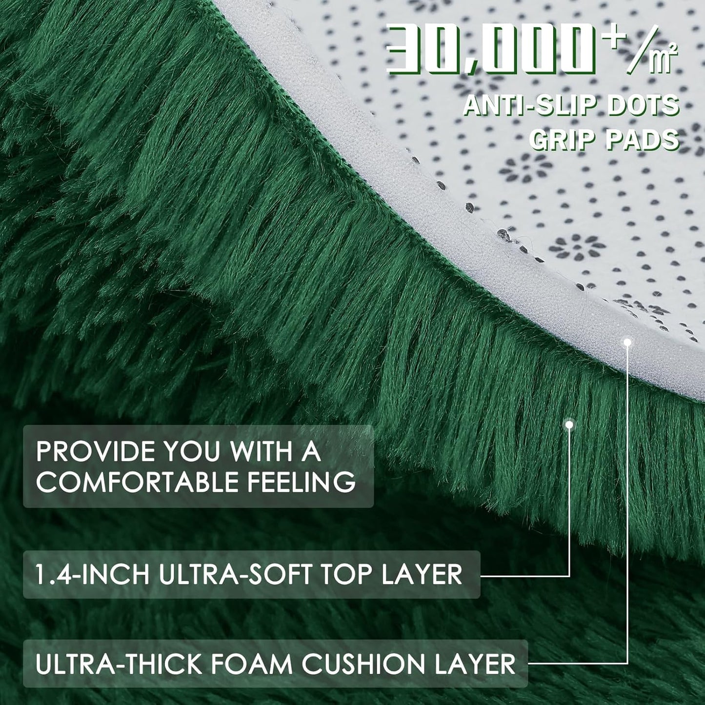 OLANLY Large Area Rug - Soft Fluffy Shaggy Carpet for Living Room & Bedroom | 5x7 Dark Green