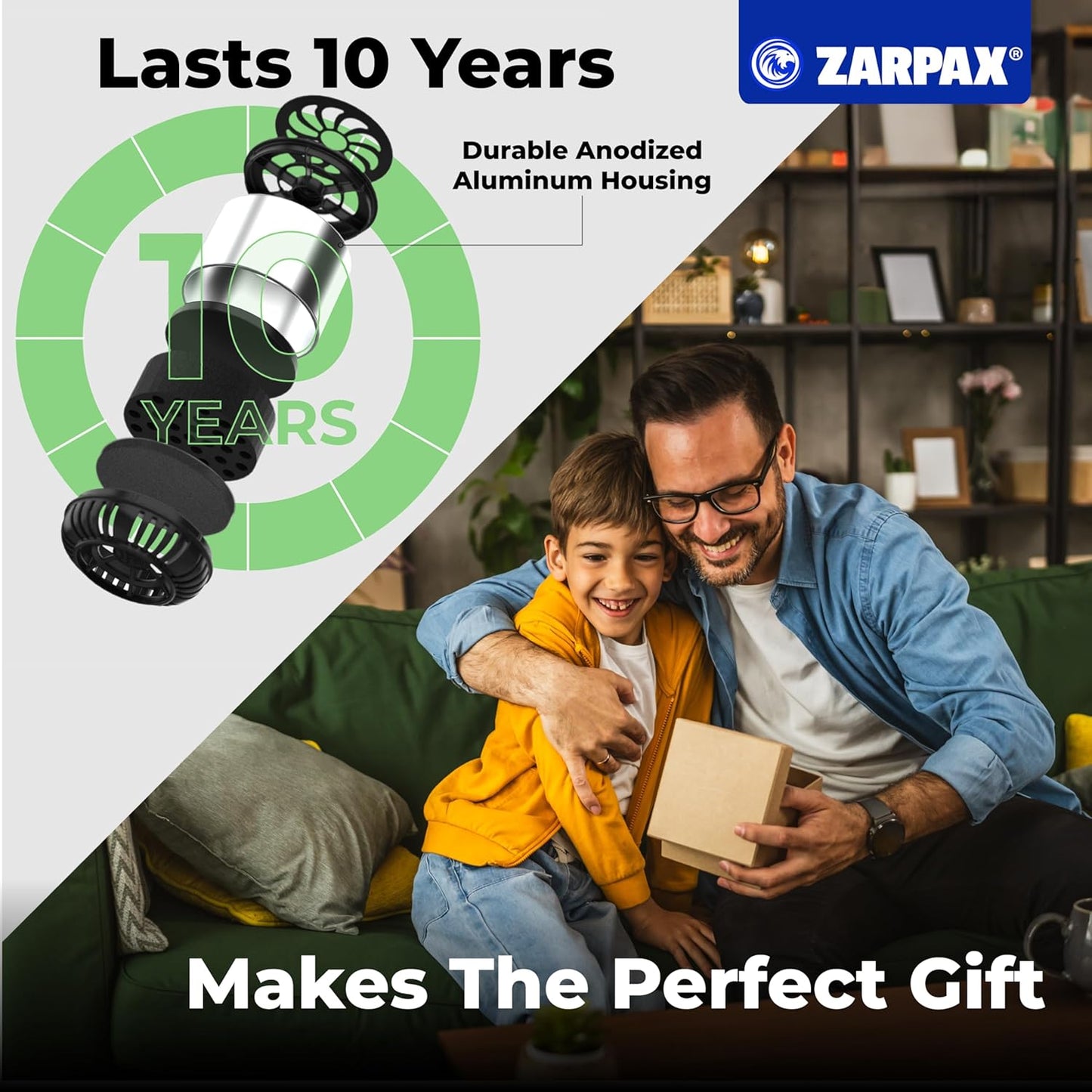 ZARPAX Refrigerator Deodorizer | Long-Lasting 10-Year Odor Eliminator - 18ft³ Capacity Air Purifier