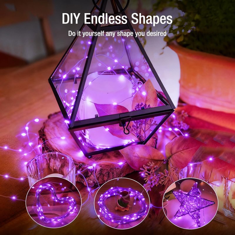 Fairdeer 6 Pack Fairy Lights Battery Operated - 7ft 20 Led Twinkle Lights 3 Modes, Bulk Mini String Lights Waterproof for Halloween Holiday Mason Jars Vases DIY Decoration Christmas-Purple